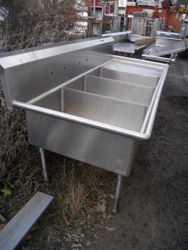 Used &#034;sheet pan&#034; 3 bay sink w/drain board for sale