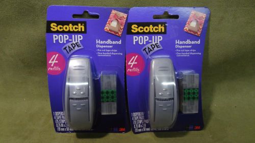 Lot of 2 scotch pop-up tape handband dispenser 4 pads each new grey for sale
