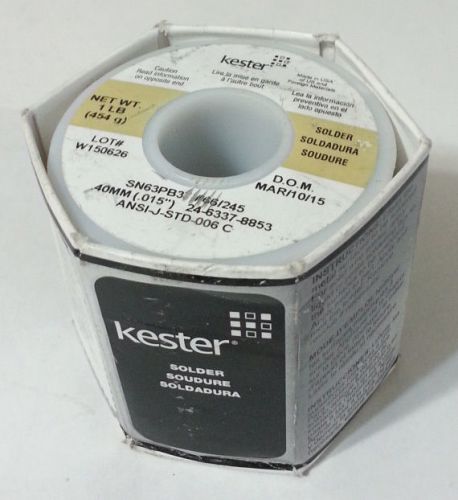1lb spool kester solder .015&#034; tin63% lead37% no clean #66/245 24-6337-8853 -new- for sale