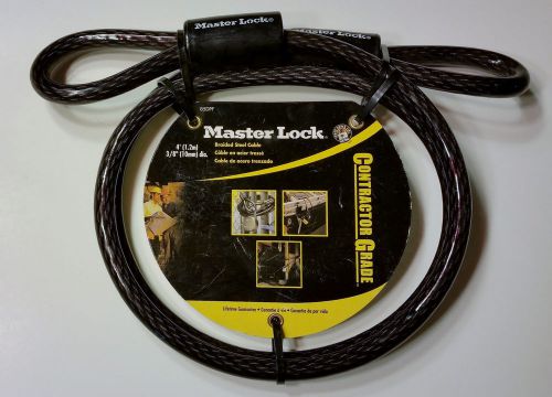 NEW Master Lock 85DPF Braided Steel Cable, 4&#039; Long 3/8&#034; Diameter Looped Ends