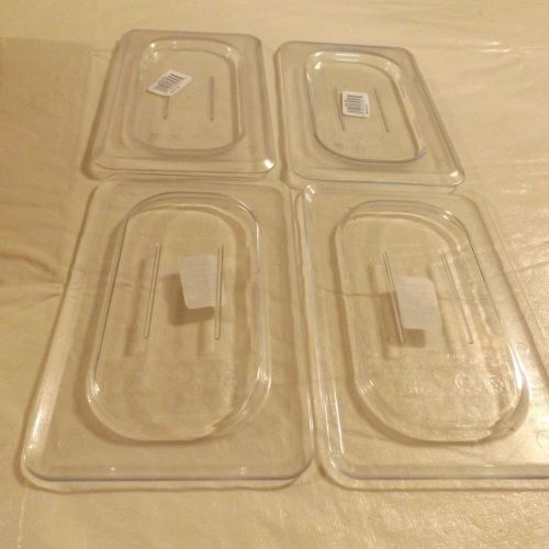 4 NEW CLEAR FLAT LIDS FOOD PAN COVER 1/9 CAMBRO 4-1/4&#034; x 6-15/16&#034;  90CWC135