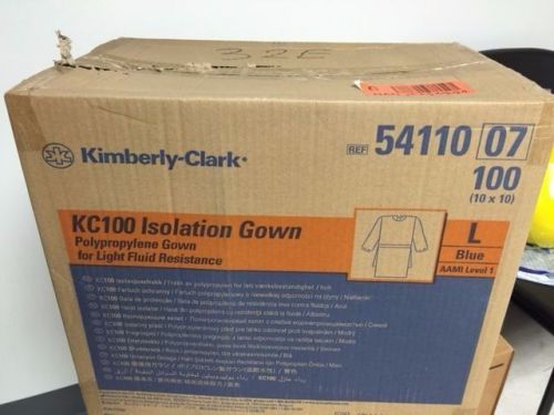 Kimberly-Clark 54110 Gown, Isolation, Blue, Large, 100/cs