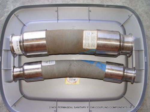 2 NOS PERMASEAL SANITARY FLOW COUPLING COMPONENTS 19&#034; 2&#034; &amp; 18&#034; 3&#034;  FREE SHIPPING