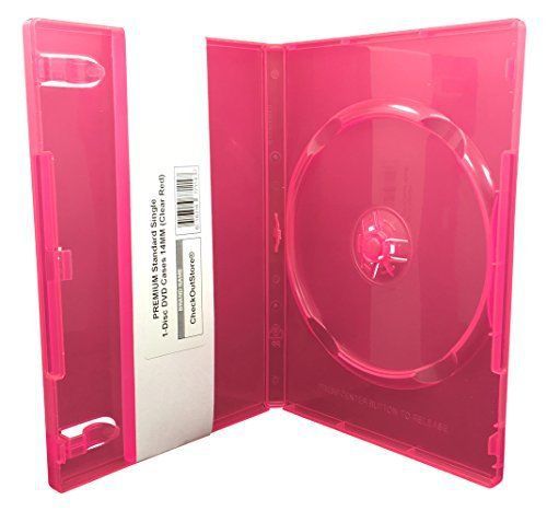 50 checkoutstore® premium standard single 1-disc dvd cases 14mm clear red for sale