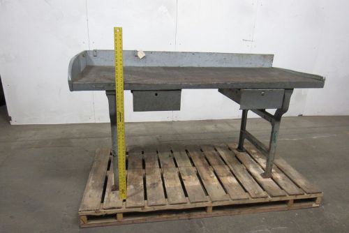 74&#034; Vintage Industrial Cast Iron &amp; Wood Work Bench Table Station