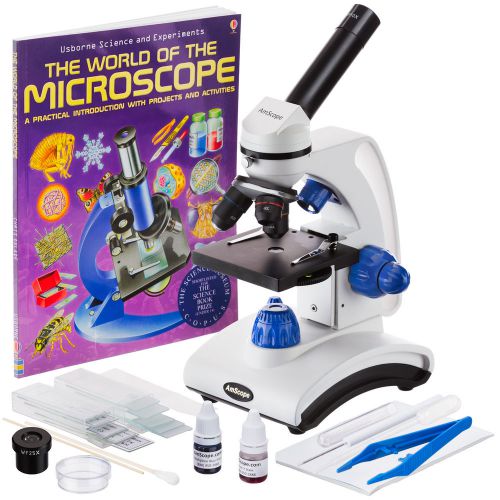 40x-1000x dual light glass lens metal frame student microscope with slides, tool for sale
