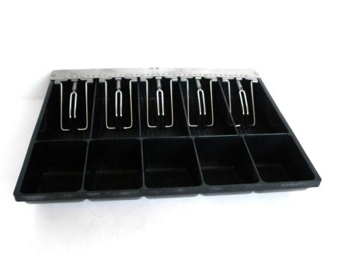 Cash Drawer Money Tray Currency Holder 5 Bill/5 Coin Compartments Black Plastic