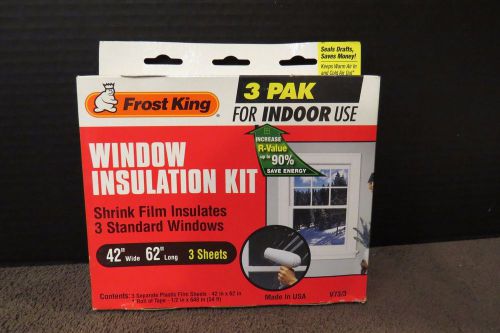FROST KING WINDOW INSULATION KIT V73/3   42&#034;W x 62&#034;L - 3 Sheets SHRINK FILM NEW