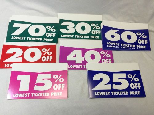 NEW % OFF COMBO PACK 100 RETAIL MERCHANDISE SALE SIGNS PRICING TAGS 7&#034; x 11&#034;