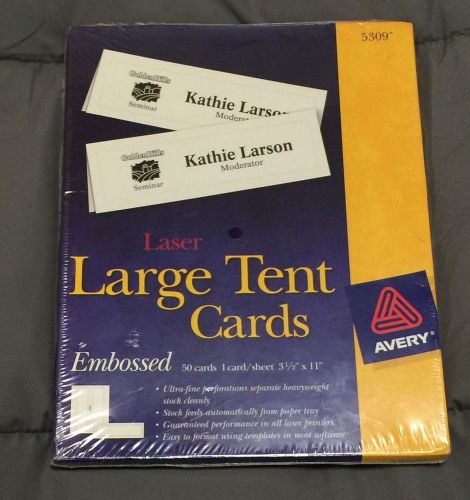 Avery White Laser &amp; Ink Jet 3 1/2 x 11 Inch Tent Cards 50 Count (5309)