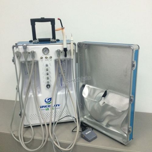 Greeloy dental portable unit +suction+air compressor+curing light+scaler+hp tube for sale