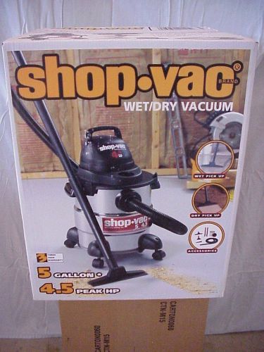 Shop-vac 5 gallon 4.5 peak hp stainless steel wet/dry vacuum 5986000 new for sale
