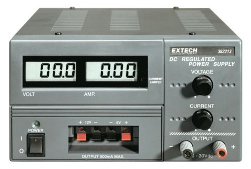 Extech 382213 AC/DC Power Supply Triple-OUT 0V to 30V/5V/12V 3A/1A/1A / NEW