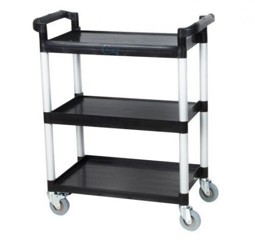 New Black Three Shelf Utility Cart / Bus Cart 32&#034; x 16&#034; x 38&#034; with Fast Shipping