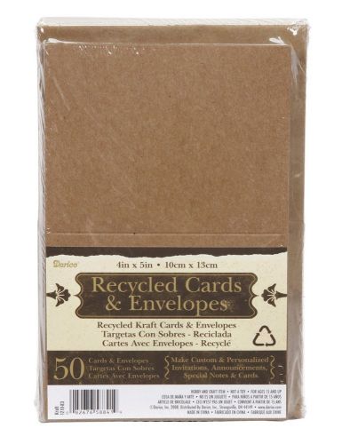 150 RECYCLED KRAFT GREETING CARDS 4.25in x 5.5in &amp; 150 ENVELOPES 4.37in X 5.7...