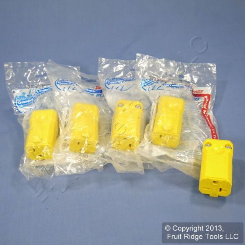 5 new leviton yellow python nema 6-20 straight blade connectors 20a 250v 5459-vy for sale