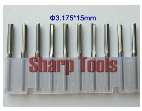 10pcs 3.175*15mm two straight flutes cnc router bits pvc, acryl, plywood for sale