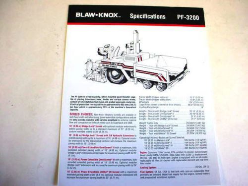 Blaw-Knox PF-3200 Paving Machine Color Brochure