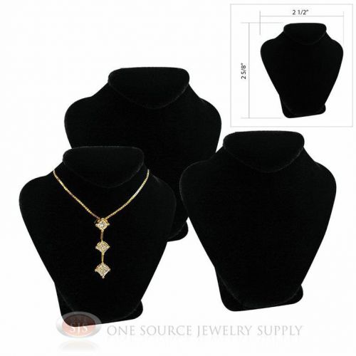 (3) 2 5/8&#034; Pendant Necklace Black Velvet Mini Jewelry Bust Display Stand