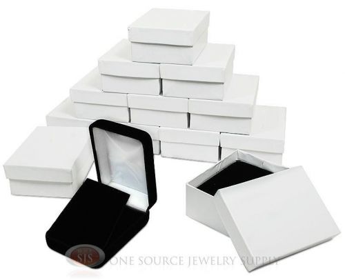 12 Piece Pendant Earring Black Velvet Jewelry Boxes 2 1/4&#034;W x 3&#034;D x 1 1/4&#034;H