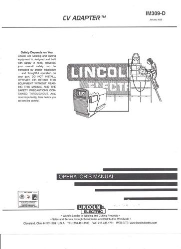 Lincoln Electric (CV ADAPTER Welder Operators  Manual) Bound Copy