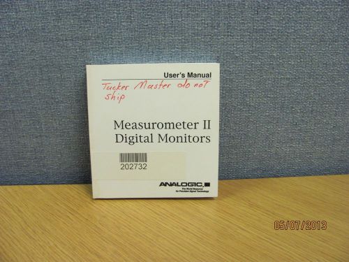 ANALOGIC MODEL MEASUROMETER II: Digital Monitors User&#039;s Manual, product # 16795