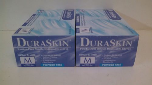 LOT (200) NEW OLD STOCK! DURASKIN POWDER FREE INTRILE DISPOSABLE GLOVES T2010W/M