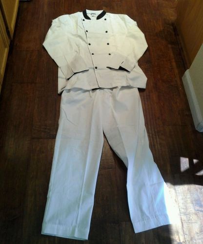 Chef set white chefwear size large jacket and white new chef size l pants for sale