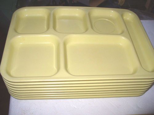 Lot Of 8 Dallas Ware 6 Compartment Cafeteria Lunch TV Food Tray YELLOW,  P-71
