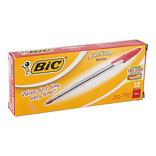 &#034;BIC Cristal Xtra Smooth Ballpoint Pen, Red Ink, 1mm, Medium, Dozen&#034;
