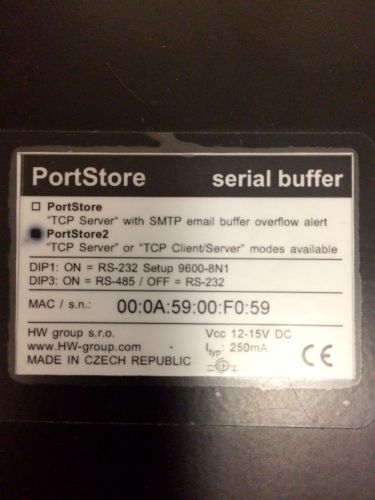PORT STORE RS232 Serial to Ethernet TCP Buffer