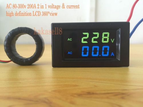 Digital LCD AC Voltmeter Ammeter Panel Amp Volt Gauge 80-300V 200A Dual Display