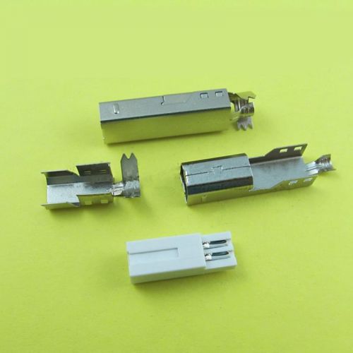 10Pcs USB 2.0 Type-B 4-Pins Male Plug Socket Soldering Connectors For DIY