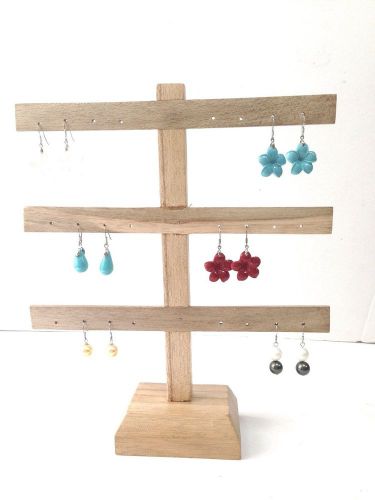 Natural Wood Color Earring Display