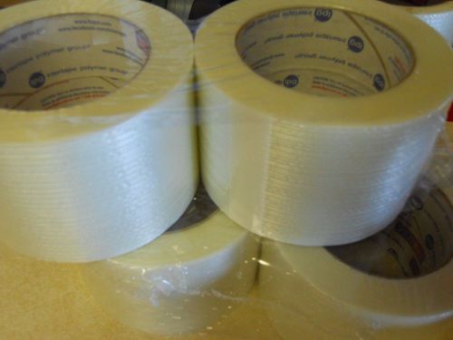 4 Rolls 3&#034; x 60 YDS Fiberglass Reinforced Filament Strapping, Packing Tape Clear