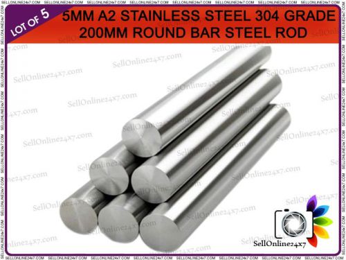 Lot of 5 Pcs A2 Stainless Steel Bar/Rod Milling Welding Metalworking - 200mm