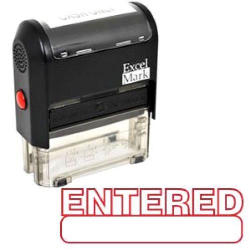 Entered self inking rubber stamp - red ink (42a1539web-r) for sale