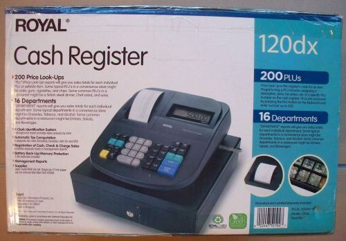 Royal Cash Register 120dx - 200 PLUs - 16 Departments - 8 Clerks - NEW
