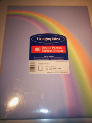 Geographic 100 Design Paper GeoRainbow Acid Free 8 1/2&#039;&#039; x 11&#034; 100 For Printers