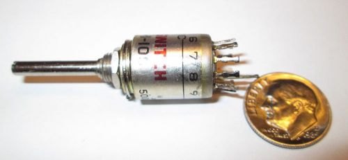 ALCOSWITCH MINIATURE ROTARY SWITCH  1 POLE - 10 POSITIONS 1/2&#034; OD NOS LONG SHAFT