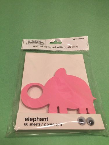 Foray PINK ELEPHANT Animal Notepad with Eye Push Pins 1 Pack NEW! Free Shipping!