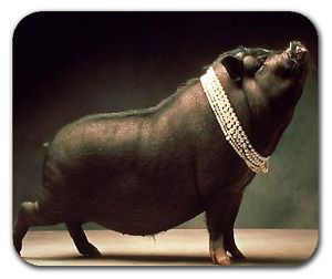Fancy Black Pig Pearl Necklace Mousepad Mouse Pad Mat