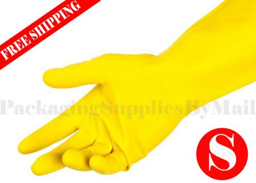 12 dz yellow flocklined latex gloves w/ polymer chlorinated size: small for sale