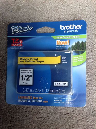 Brother P Touch Label 1/2 Inch Yellow TZe-631