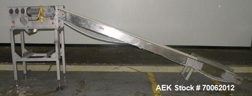 Used-Inclined Belt Conveyor. 11-3/4&#039;&#039; wide x 132&#039;&#039; long plastic belt, approximat