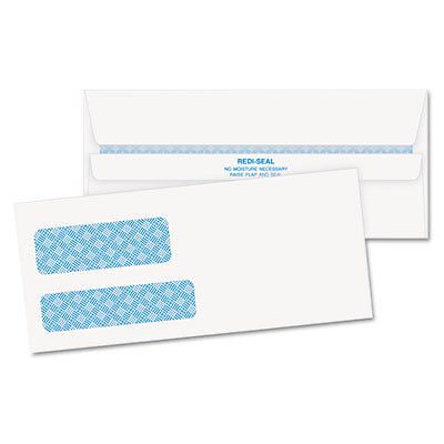 Double Window Tinted Redi-Seal Check Envelope, #9, White, 500/Box