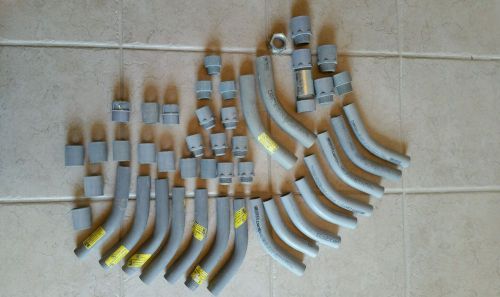 Lot of electrical schedule 40 pvc, 45° elbows &amp; fittings. 3/4 &amp; 1 inch for sale