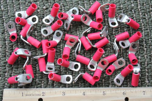 Lot of 40 T&amp;B Insulated Vinyl Ring copper lug wire 8 AWG 1/4&#034; Stud Red 90 degree