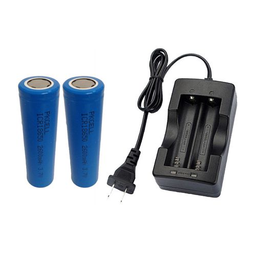 2pcs 18650 2600mah 3.7v li-ion rechargeable battery + smart dual battery charger for sale