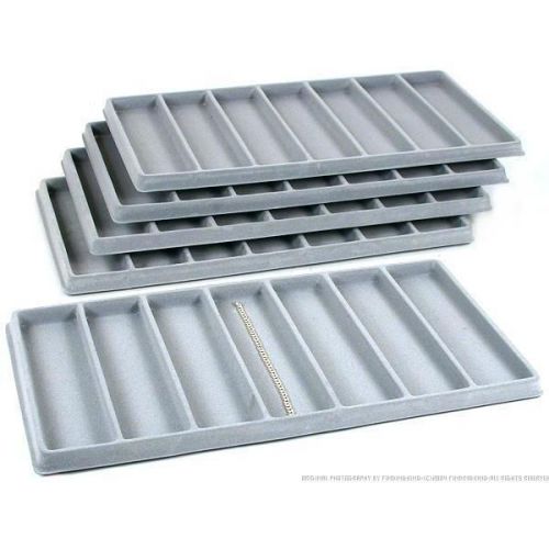 5 Gray 7 Compartment Bracelet Display Tray Inserts